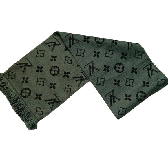 LOUIS VUITTON LV Monogram Teal Shine Scarf - Picture 1 of 9